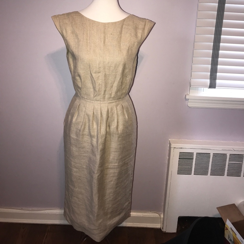 Lela rose sexy linen open back cocktail dress